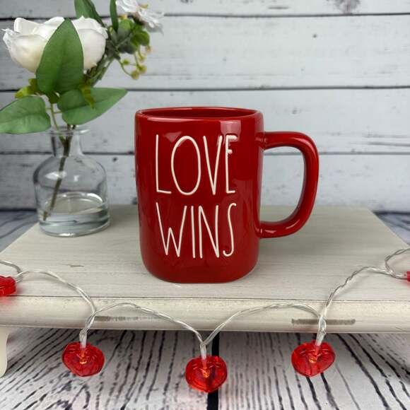 ❤️ Rae Dunn Red “LOVE WINS” Mug – Valentine’s Day Collection - Picture 1 of 5